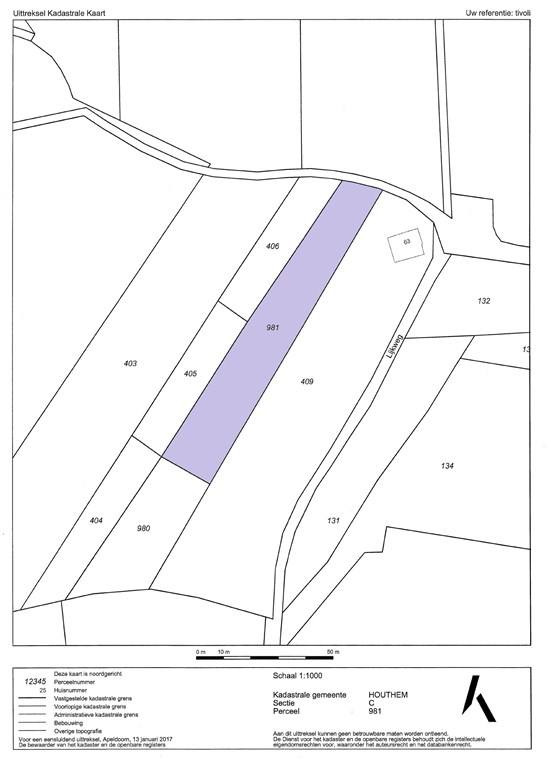 Te koop: Koningswinkelstraat, 6301 Valkenburg kadastrale kaart ingekleurd